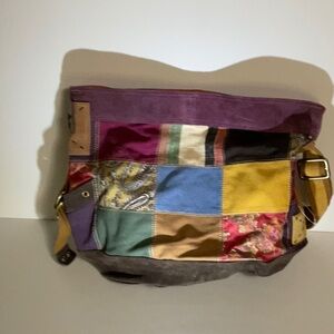 Lucky Brand leather bag with patchwork design NWT